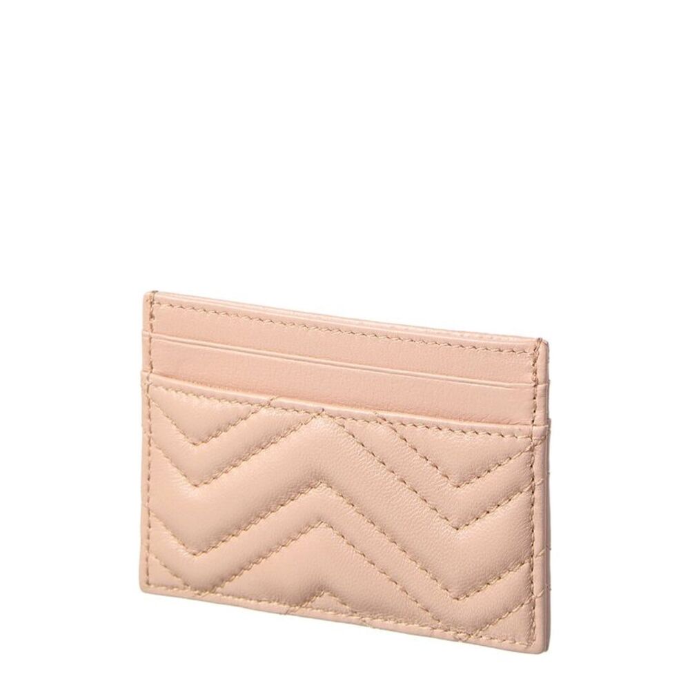 Gucci Gg Marmont Leather Card Case, Beige - Picture 2 of 3